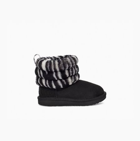 UGG Fluff Mini Quilted Zebra - Boots Småbarn - Svart Hvite (NO-I077)